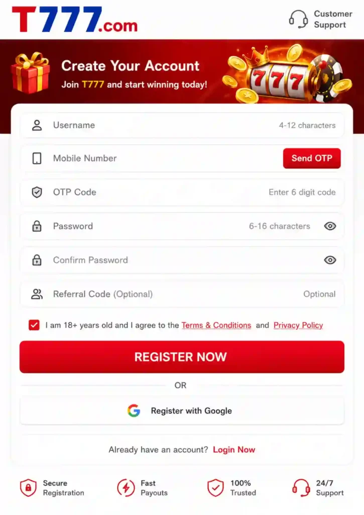 T7777 Game Register